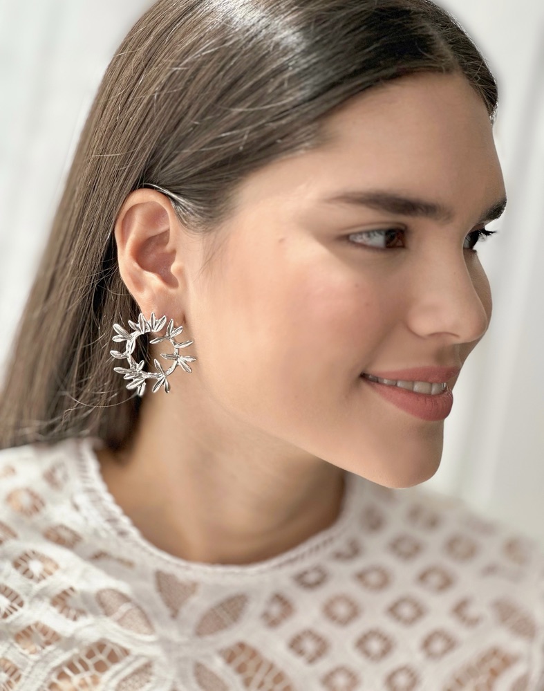 Aretes hojas silver - Imagen 2