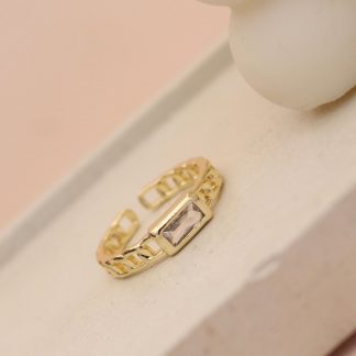 Anillo cadena con baguette blanco