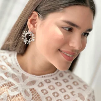 Aretes hojas silver
