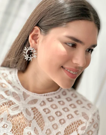 Aretes hojas silver