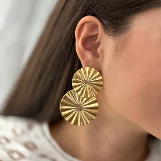 Aretes doble círculo diamantado
