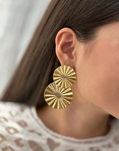 Aretes doble círculo diamantado