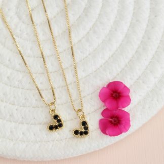 Cadena corazón circones negro
