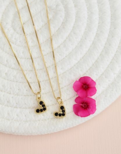 Cadena corazón circones negro