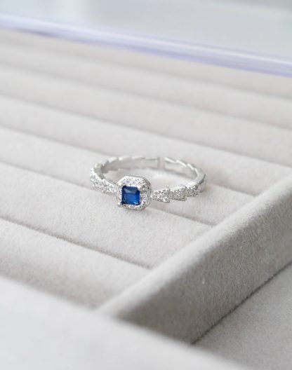 Anillo silver piedra azul