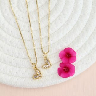 Cadena corazón circones blanco