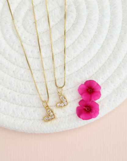 Cadena corazón circones blanco