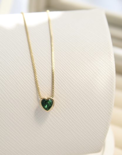 Cadena corazón swarovski verde