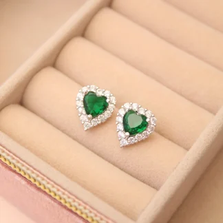 Topos corazón verde silver