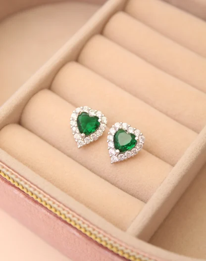 Topos corazón verde silver