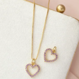 Cadena corazón lila