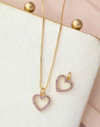 Cadena corazón lila