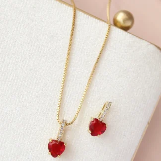 Cadena corazón swarovski rojo