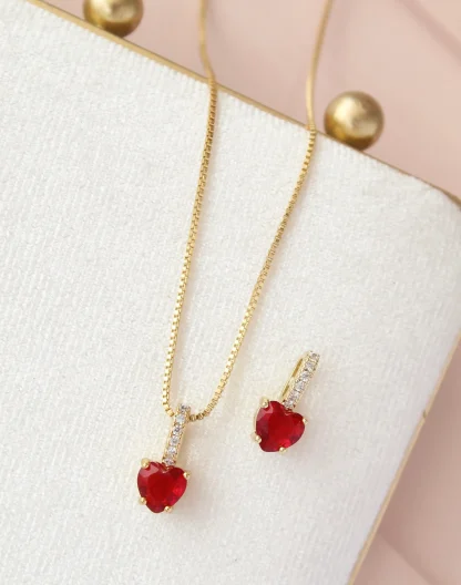 Cadena corazón swarovski rojo