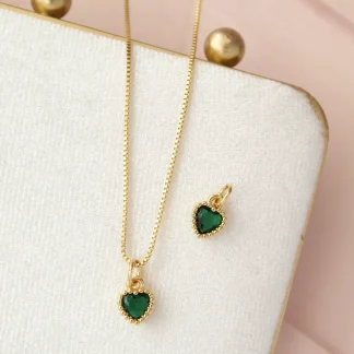 Cadena corazón swarovski verde