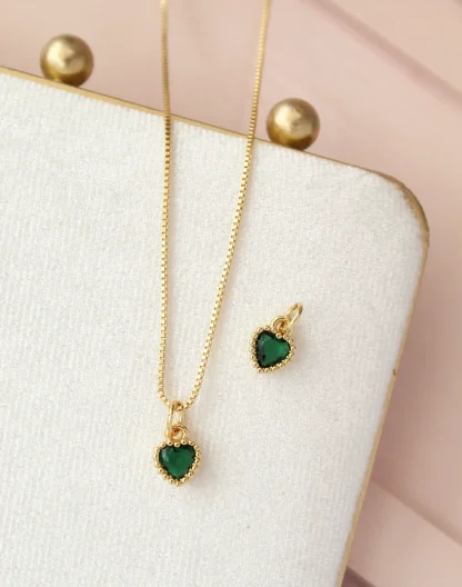 Cadena corazón swarovski verde