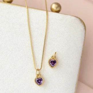 Cadena corazón swarovski morado