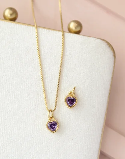Cadena corazón swarovski morado