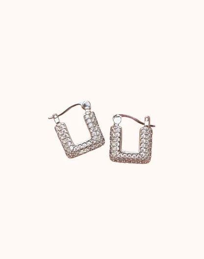 Candongas rectángular microcircones silver
