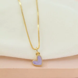 Cadena corazón lila brillos