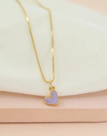 Cadena corazón lila brillos