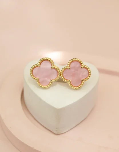 Topo trébol nácarado rosa
