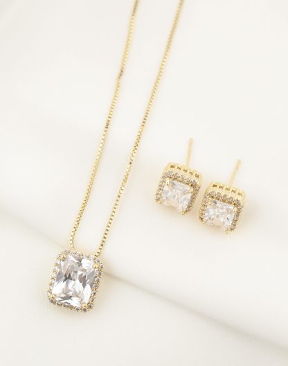 Set cadena circon rectángular