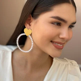 Aretes corazón perlas