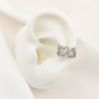 Ear cuff corazones silver