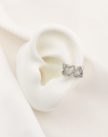 Ear cuff corazones silver