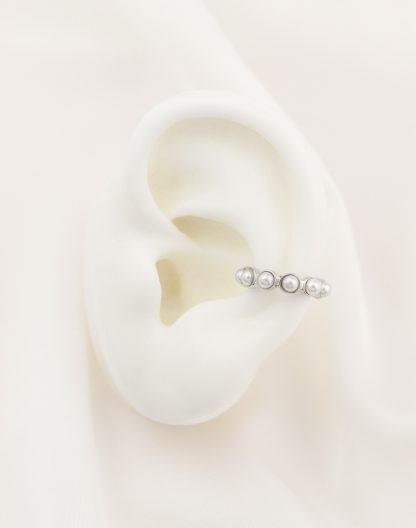 Ear cuff perlas silver