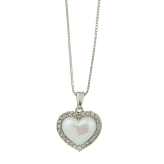 Cadena corazón perla silver