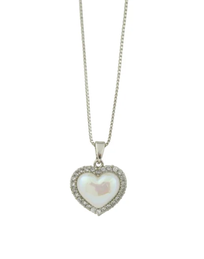Cadena corazón perla silver