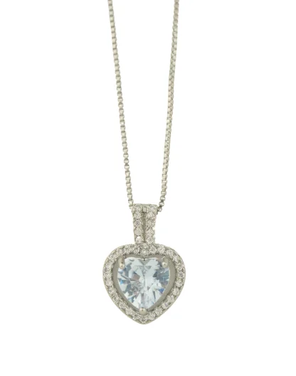 Cadena corazón swarovski silver