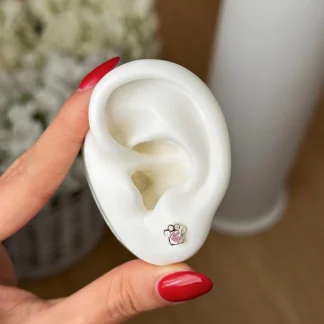 Topos huellita swarovski rosa